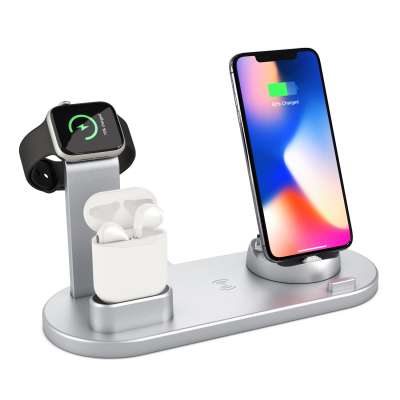 top sellers 2019 for amazon Wireless Charger Stand 4 in 1 Wireless Charging Station for Smart Phone and for i Watch