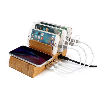 Natural bamboo wireless charger qi fast wireless charger for iPhone Charging Station